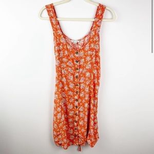 American Eagle CottageCore Dress Orange Floral Summer Women's L Large